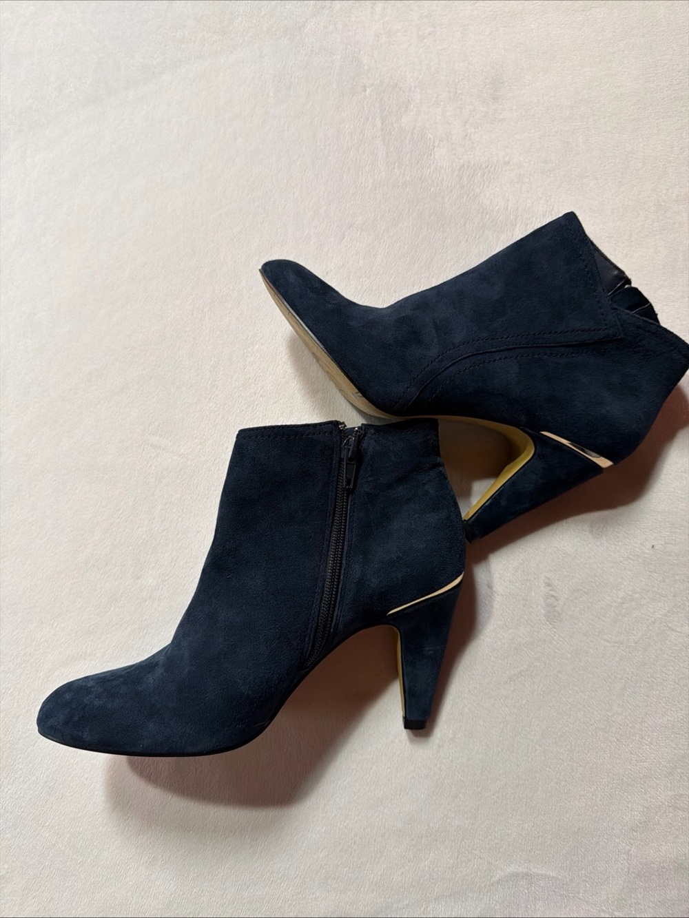 Bella Vita Navy Suede Ankle Booties with Side Zip